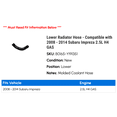 thumbnail image 2 of Lower Radiator Hose - Compatible with 2008 - 2014 Subaru Impreza 2.5L H4 GAS 2009 2010 2011 2012 2013, 2 of 2