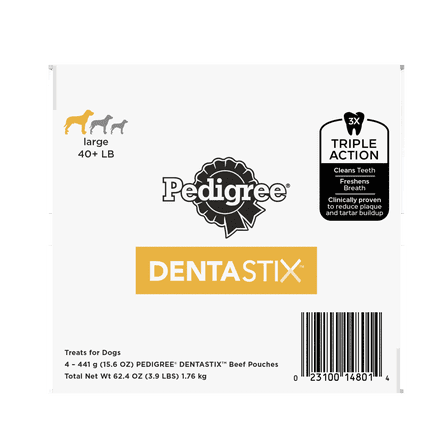 Pedigree Dentastix Dental Dog Treats For Large Dogs Beef Flavor, 62 Oz. Pack