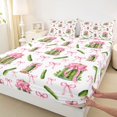 thumbnail image 4 of Manfei Ribbon Bow Queen Sheets,Funny Cucumber Print Queen Sheet Sets,4pcs,1 Flat Sheet,1 Fitted Sheet and 2 Pillowcases, 4 of 6