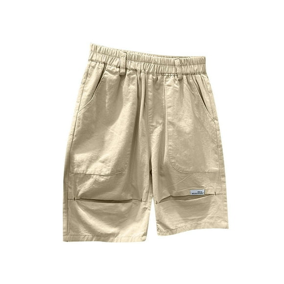 Odeerbi 3-12 Años Niños Cargo Shorts Verano Bermudas de Algodón Pantalones Cortos Deportivos Casual Loose Color Sólido Cintura Elástica Jeans Shorts