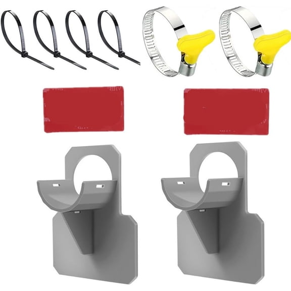 2 Pack Swimming Pool Pipe Holders Gray Above Ground Swimming Pool Accessories Hose Support Bracket with Tapes and 4 Pieces Cable Ties