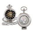 thumbnail image 2 of Coin Pocket Watch with Skeleton Quartz Movement | Silver Barber Half Dollar | Genuine U.S. Coin | Sweeping Second Hand, Roman Numerals | Silvertone Case | Certificate of Authenticity, 2 of 2