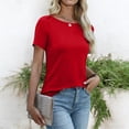 thumbnail image 4 of GUACER Short Sleeve Shirts for Women Casual Round Neck Solid Relaxed Fit Blouses Summer Basic Tops, 4 of 6