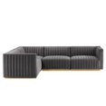thumbnail image 3 of Modway Conjure Channel Tufted Performance Velvet 4-Piece Sectional in Gold Gray, 3 of 10