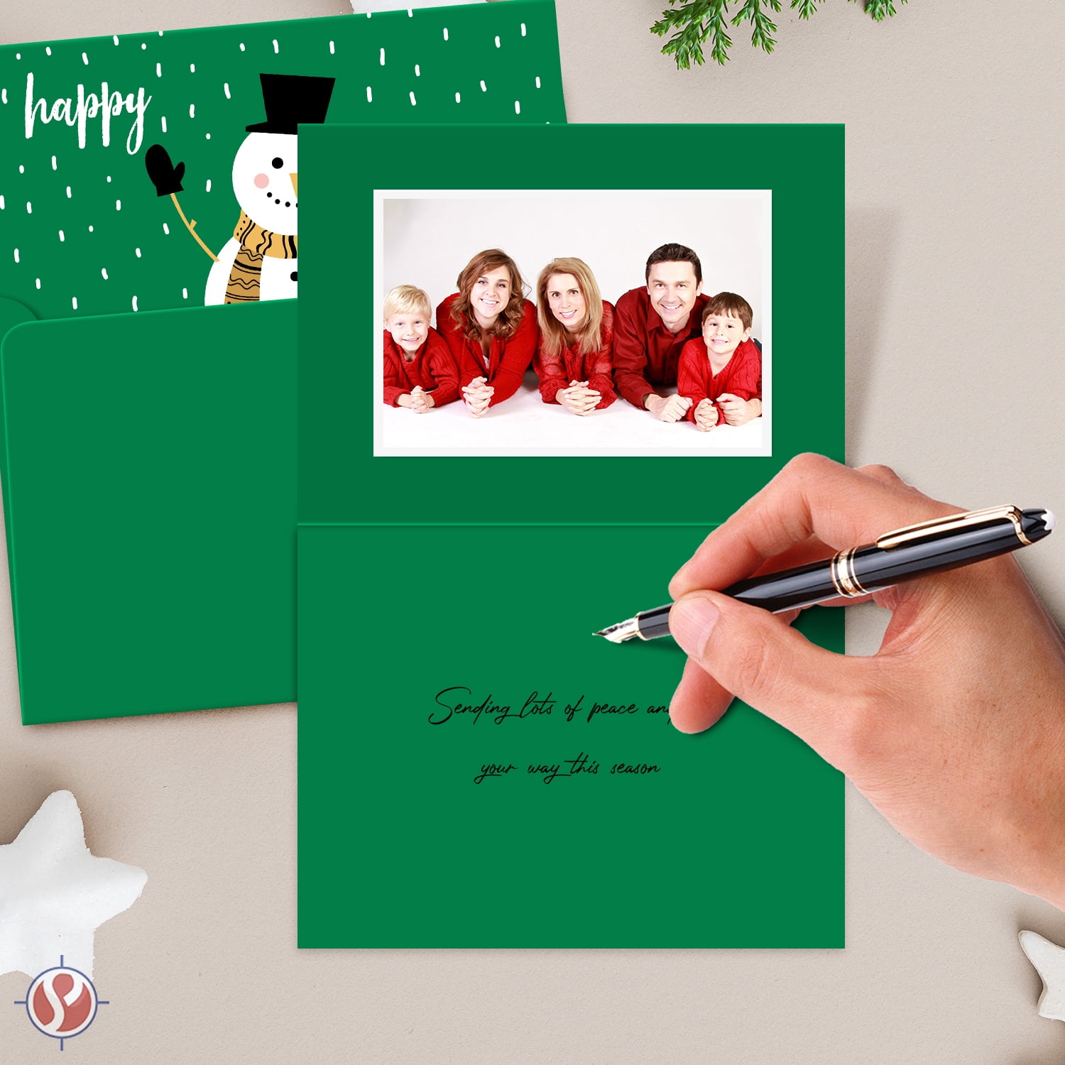 A2 Green Blank Greeting Cards with Green Envelopes – Great for Holiday, Christmas and New Year Greetings, Invitations, and Thank You Cards | 4.25” x 5.5” (When Folded) | 25 Cards and 25 Envelopes