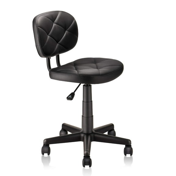 KLASIKA Swivel Rolling Stool PU Leather with Adjustable Foot Rest Height Adjustable Task Drafting Chair with Back (Black) 1pack