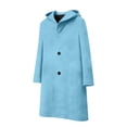 thumbnail image 6 of Moxiu Wool Jacket for Women Trench Coat Women Single Breasted Notch Lapel Collar Pea Coats Winter Long Jackets Light Blue,M, 6 of 9