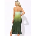 thumbnail image 3 of DARING DIVA Spaghetti Strap Maxi Mesh Cowl Neck Stretchy Flowy Dress XS Green, 3 of 6