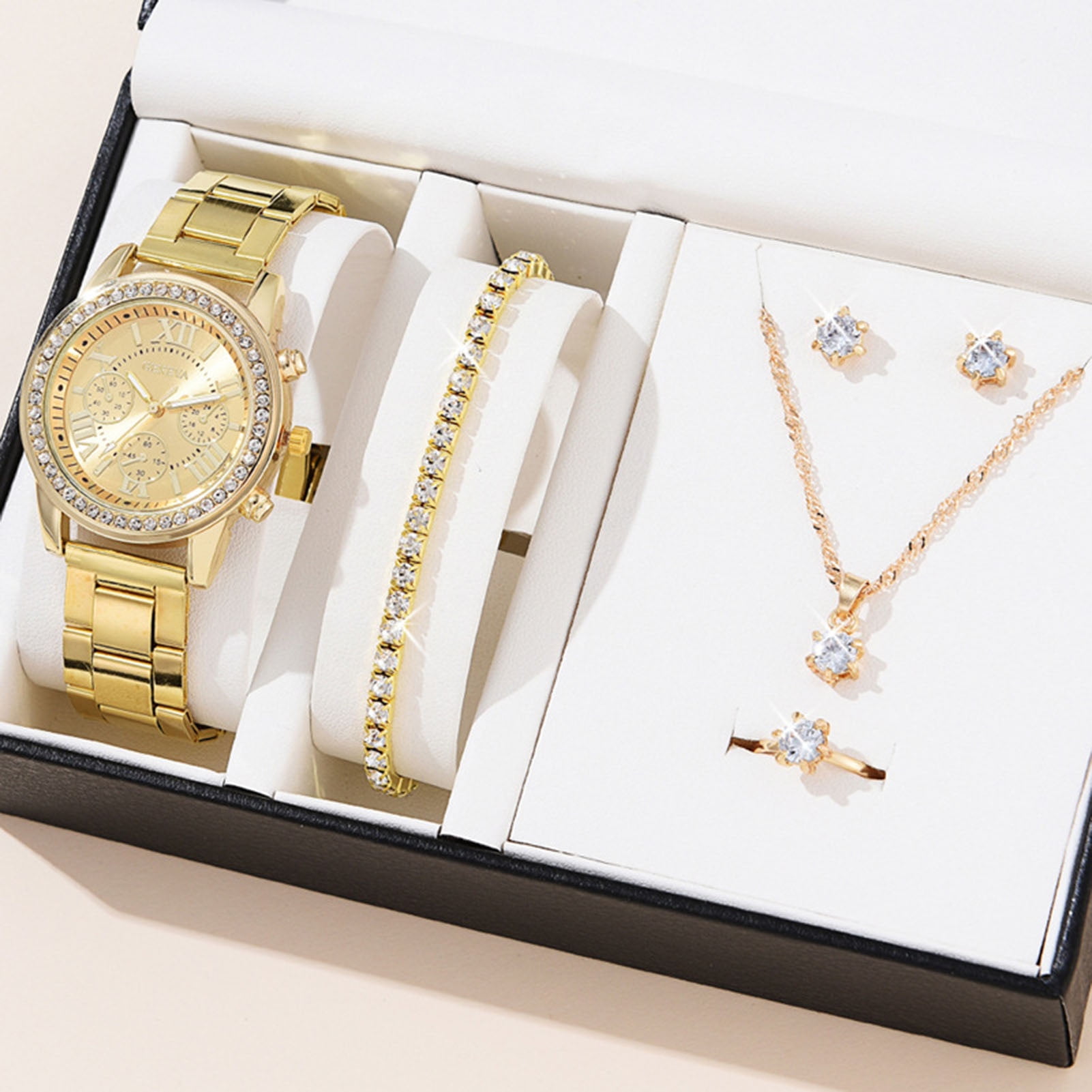 Ellen Tracy Rose Gold Crystal Watch Locket & Earring Set - Yahoo Shopping