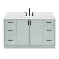 thumbnail image 2 of Ariel Kelly 60 Inch Single Oval Sink Bathroom Vanity With Carrara White Quartz Countertop 1.5 Inch Edge In Grey, 2 of 12