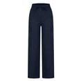 thumbnail image 3 of LLYwey Pants Jumpsuit For Women Fashion Women Comfortable Casual Pocket Bandage Fold Solid Color Full Length Pants Female Pajama Pants Long Pant Style H950 Dark Blue XXL, 3 of 5