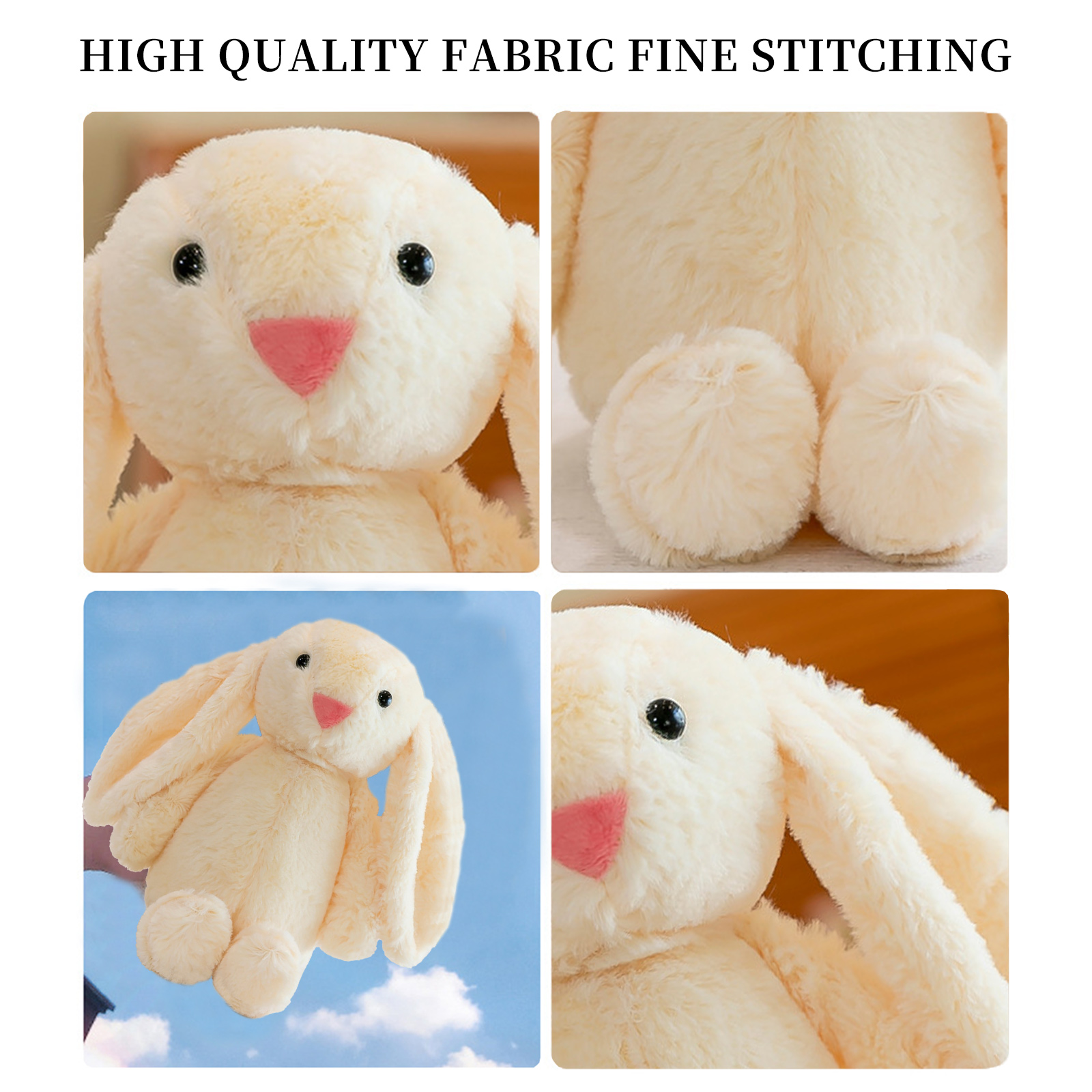 Bunny Stuffed Animal, 11.02Inches Bunny Plush, Super Fluffy Stuffed Rabbit with Long Ears, Cute Bunny Plushie Toy (Beige)