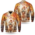thumbnail image 3 of Happy Thanksgiving Poodle Give Thanks Fall Beanie Scarf Welcome All Over Print 3D Baseball Jacket Poodles Dog Lover Gifts Idea Bomber Jacket Softball - 00020, 3 of 6