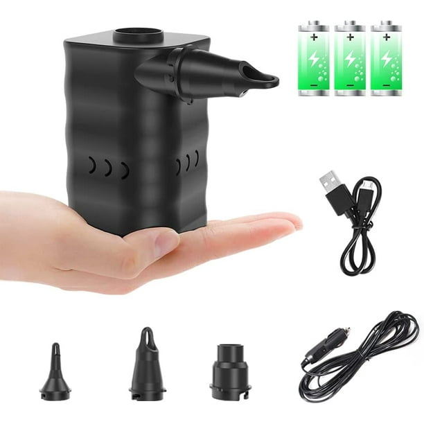 Electric Air Pump for Inflatables 12V Cordless Air Mattress Pump for Pool Floats Swim Rings Battery Powered with Car Adapter Black