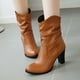 thumbnail image 1 of Zapatos de mujer Moda Color sólido Cuadrado Tacones altos Casual Cálido Resistente al desgaste Botas de vaquero de lana sin cordones Wmkox8yii  hfjk3232, 1 of 6