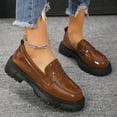 thumbnail image 6 of Hinvhai Womens Fashion Classic Chunky Heeled Loafers,Casual Comfort Clearance Non Slip Bussiness Dress Shoes for Women Brown 9.5(43), 6 of 8