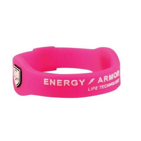 Energy Armor 7-3621173206-4 Medium Pink Negative Ion Super Band Bracelet with White Letters