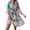 Pastel  Blue, variant on Women's Printed Notched Three Quarter Sleeve Tiered Dress Polyester 100% Fabric Easy Care Everyday Wear Casual
