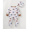 thumbnail image 4 of KIMI BEAR Newborn Baby Boy Layette Set 3-6 Months Shower Gift Essential Clothes 4 Packs Rompers Pants Sleeper Gown with Hats Mittens Outfits Set Essentials Clothing Multicolor, 4 of 9