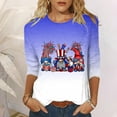 thumbnail image 2 of IROINNID 4th of July Tops for Women Round Neck T-Shirt Fashion Casual Stitching Contrast Color Blouse 3/4 Sleeve Tops USA 4th Of July, 2 of 4