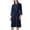 Navy, variant on Women's 3/4 Sleeve Bathrobe Absorbent Spa Robes Billowy Fall Belt Classic Loops Patch Pocket Bath Robe Navy XX-Large-3X-Large