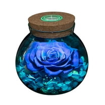 Eternal Rose LED Light Wishing Bottle Eternal Rose Never Fading Flowers Table Decoration Valentine's Day Gift Blue And Red 4.3 In