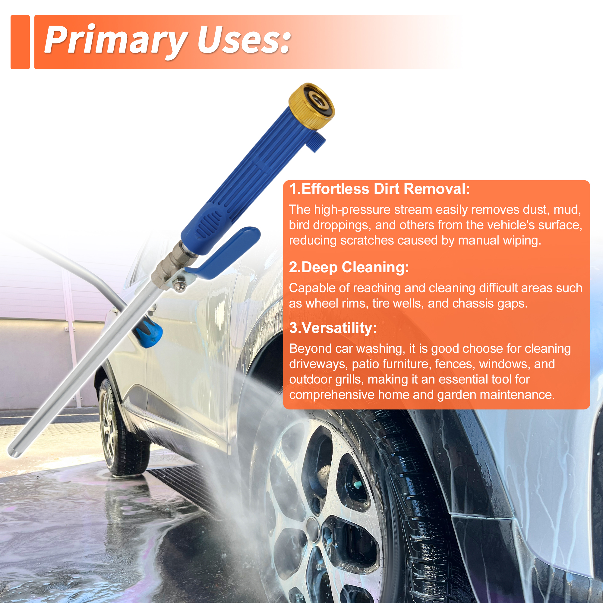 Unique Bargains Heavy Duty Water Hose Nozzle High Pressure Car Garden Hose Nozzle Adjustable Hand Sprayer for Gardening Vehicle Outdoor Washer Pet Showering Aluminum Alloy Copper TPR Blue 1Pcs