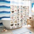 thumbnail image 5 of No Hook Shower Curtain with Built-in Rings - Cartoon Coffee Washable Waterproof Fabric Bathroom Curtains for Hotel,Rentals, 72X 96 Inch Extra Long , Gift for Coffee Lover, 5 of 9