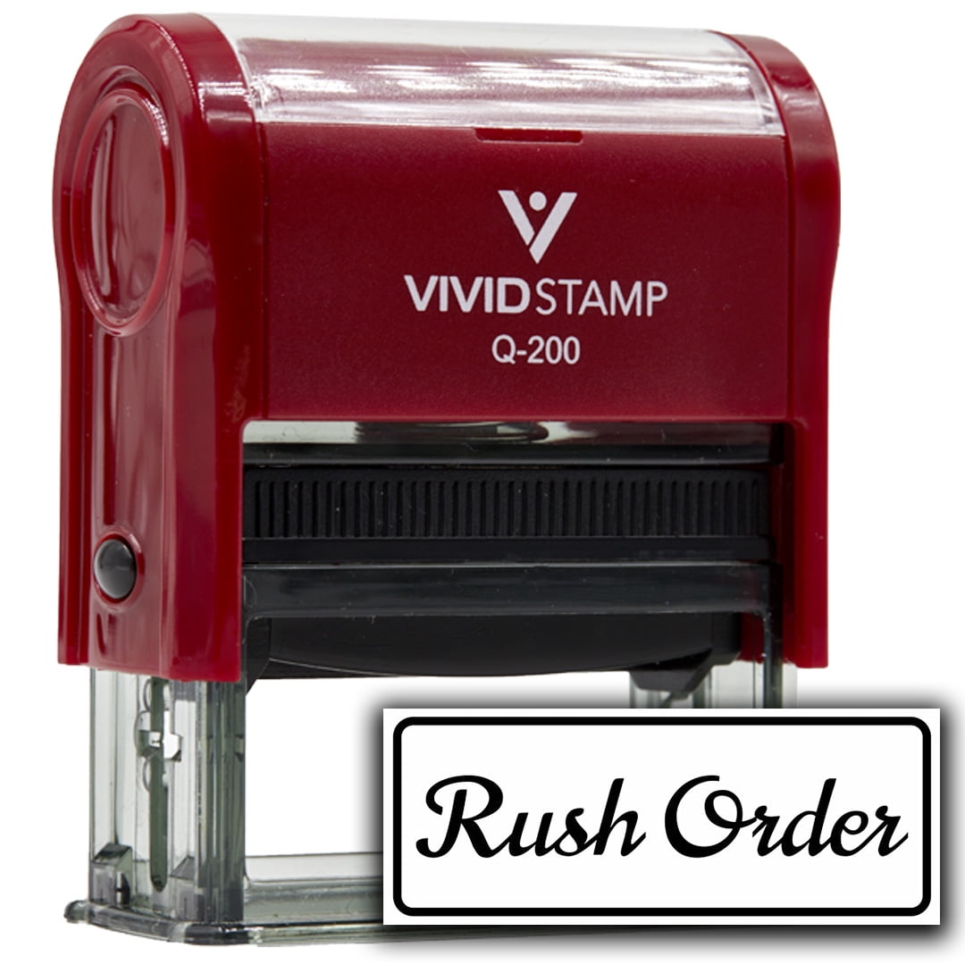 (3 pack) All Quality Rush Order Self-Inking Rubber Stamp | Business and Packaging Stamps (Red Ink) - Q-200