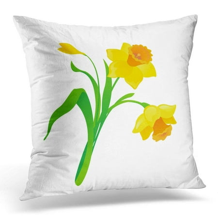 ARHOME Green Graphic Cartoon Daffodil White Clipart Pillow Case Pillow Cover 20x20