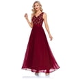 thumbnail image 4 of CHUANK Robe Maxi pour Femmes Économies Liquidation Aubaines Robe Femme Robes Formelles Robe de Soirée Col en V Sans Manches Robe de Fête Boîte de Nuit Grande Taille Été Décontractée Longues Robes Robe de Plage Fête Bordeaux, 4 of 6