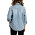 thumbnail image 6 of StSilkitty Kids Denim Shirt Jacket Long Sleeve Collared Button down Shacket with Pocket Fall Lightweight Fashion Coats Size 5-15, 6 of 7
