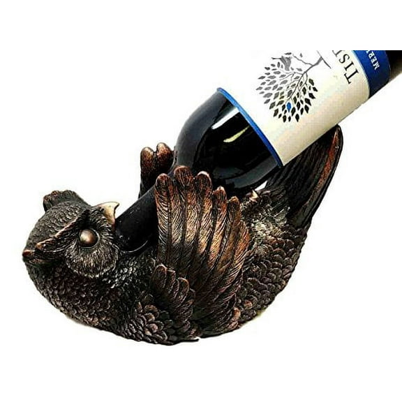 Brazen Guardian Wise Owl of Vision Wine Bottle Holder Figurine Statue