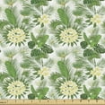 thumbnail image 1 of Floral Fabric by the Yard, Summer Themed Plants in a Jungle Setting, Decorative Upholstery Fabric for Chairs & Home Accents, Fern Green Cream by Ambesonne, 1 of 5