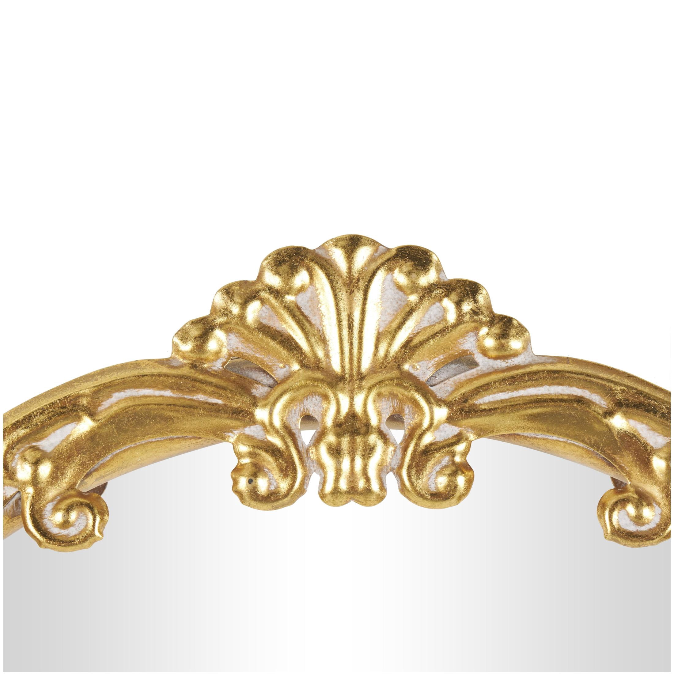 DecMode 24" x 38" Gold Ornate Baroque Oval Scroll Wall Mirror