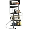 thumbnail image 1 of HOMCOM Baker's Rack with Power Outlet, USB Charger, Microwave Stand, Black, 1 of 10