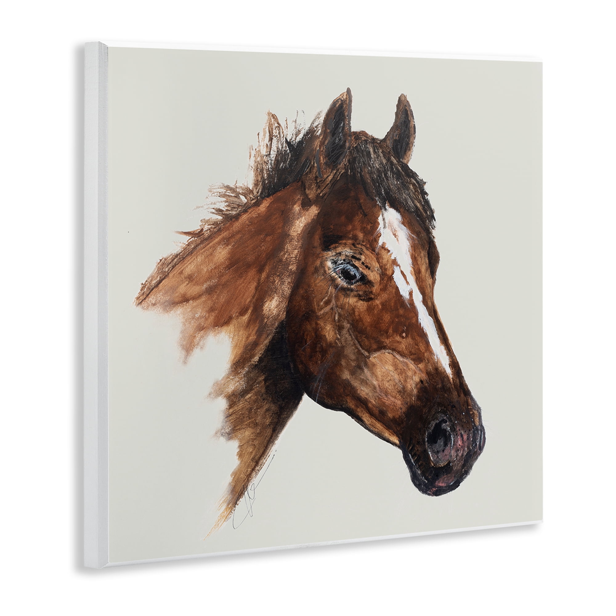 Stupell Industries Detailed Brown Horse Animals Painting Unframed Art Print Wall Art, 12 x 12