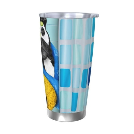 

KLL French Bulldog Dog in a Bathtub Print 40oz Stainless Steel Insulated Car Cup with Spillproof Lid - Keep Your Drink Hot or Cold on the Go-Without Straw
