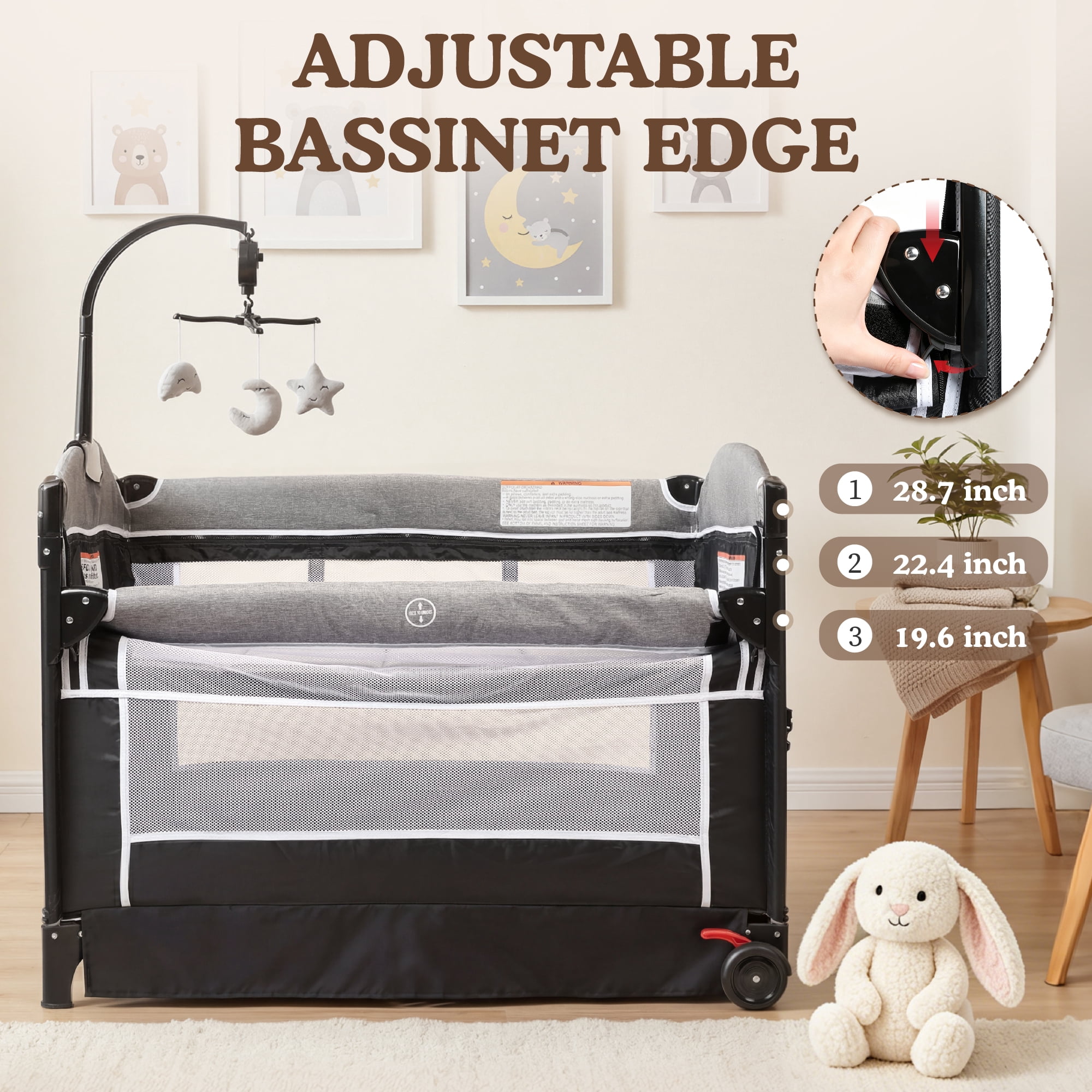 AILEEKISS 4-in-1 Portable Baby Play Yard with Changing Table