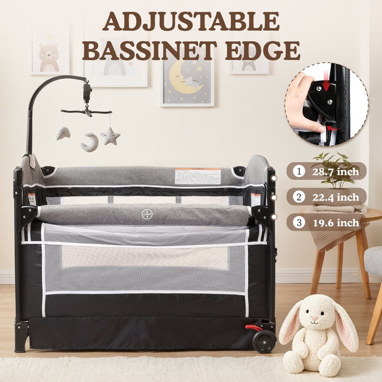 AILEEKISS 4-in-1 Portable Baby Play Yard, Bassinet and Changing