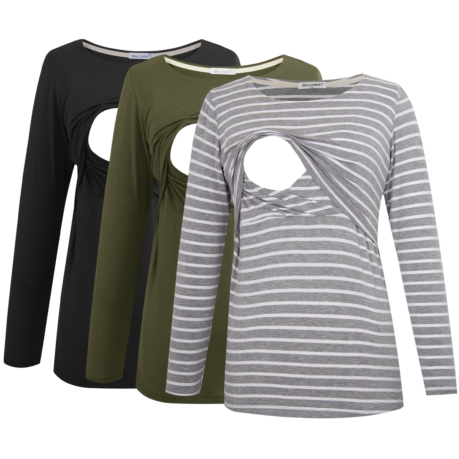 Smallshow Women's Maternity Long Sleeve Breastfeeding Nursing Tops