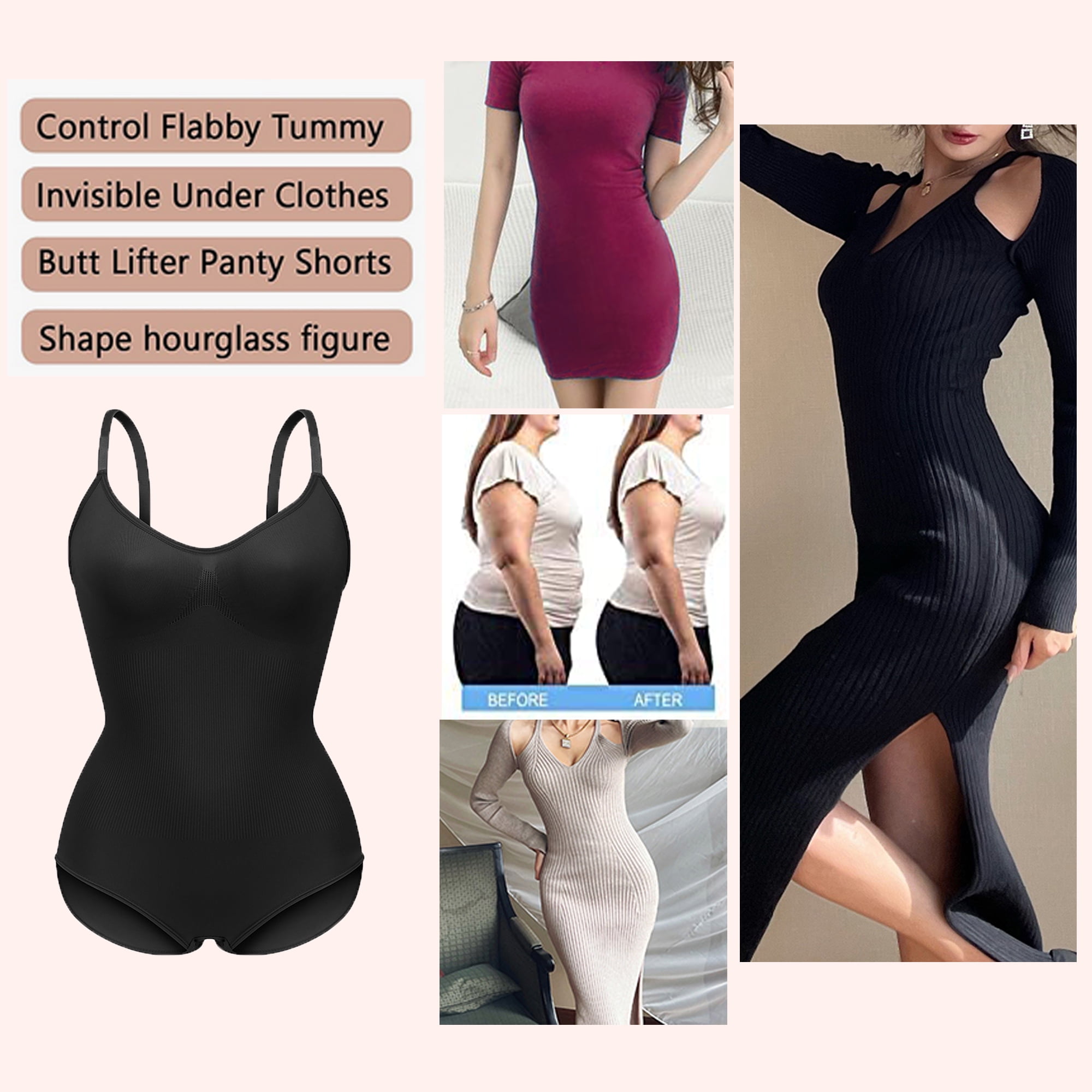 Comigeewa Shapewear Teen Girl Skims Dupe Bodycon Tight Tummy Control High  Leg Butt Scrunch Bustier Shapewear Body Suit Womens : : Clothing
