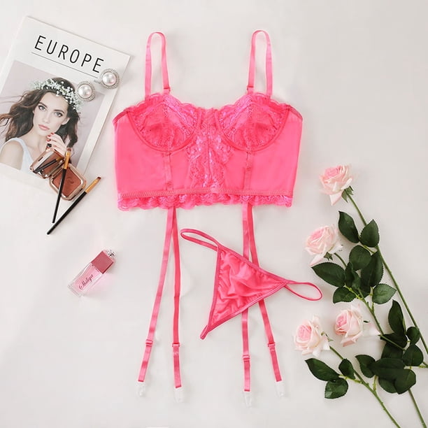 Conjunto de lencería sexy con encaje calado sencillo para mujeres europeas y americanas