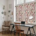 thumbnail image 5 of Pink Beige Flowers Kitchen Curtain for Berdoom Living Room Cafe 45 Inch Length, Spring Floral Elegant Pastoral Rustic Tiers Curtains Light Filtering Drapes Window Treatment 2 Panels 52"Wx45"L, 5 of 8