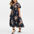 thumbnail image 2 of Giftesty Womens Spring Fashion 2024 Dresses Plus Size Fashion Women Floral Printed V-Neck Short Sleeve Casual Dress, 2 of 9