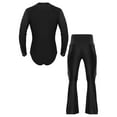 thumbnail image 2 of Linjinx Mens Ballroom Latin Tango Rumba Dance Outfits Long Sleeve Leotard Top Shirs Dancewear with Pants Black L, 2 of 7
