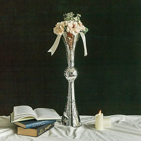 Balsacircle 2 Pcs 24 Inch Tall Mercury Glass Trumpet Centerpiece