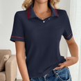 thumbnail image 2 of Women's Short Sleeve V Neck Polo T Shirts 2026 Summer Collared Ribbed Knit Loose Fit Basic Solid Color Tee Tops, 2 of 7