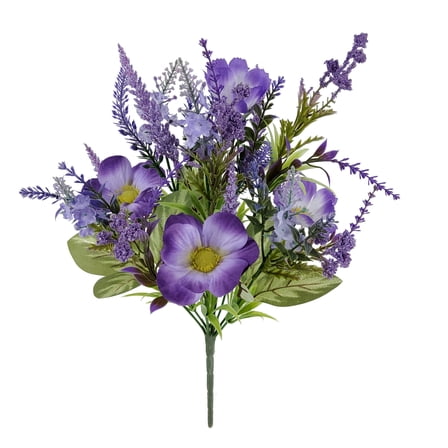 Mainstays 17in Indoor Artificial Lavender Mix Bush, Purple Color.