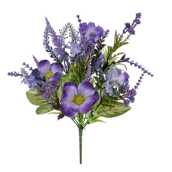 Mainstays 17in Indoor Artificial Lavender Mix Bush, Purple Color.